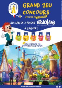 Affiche du jeu concours Nigloland pour gagner des places avec les pommes de terre La Championne